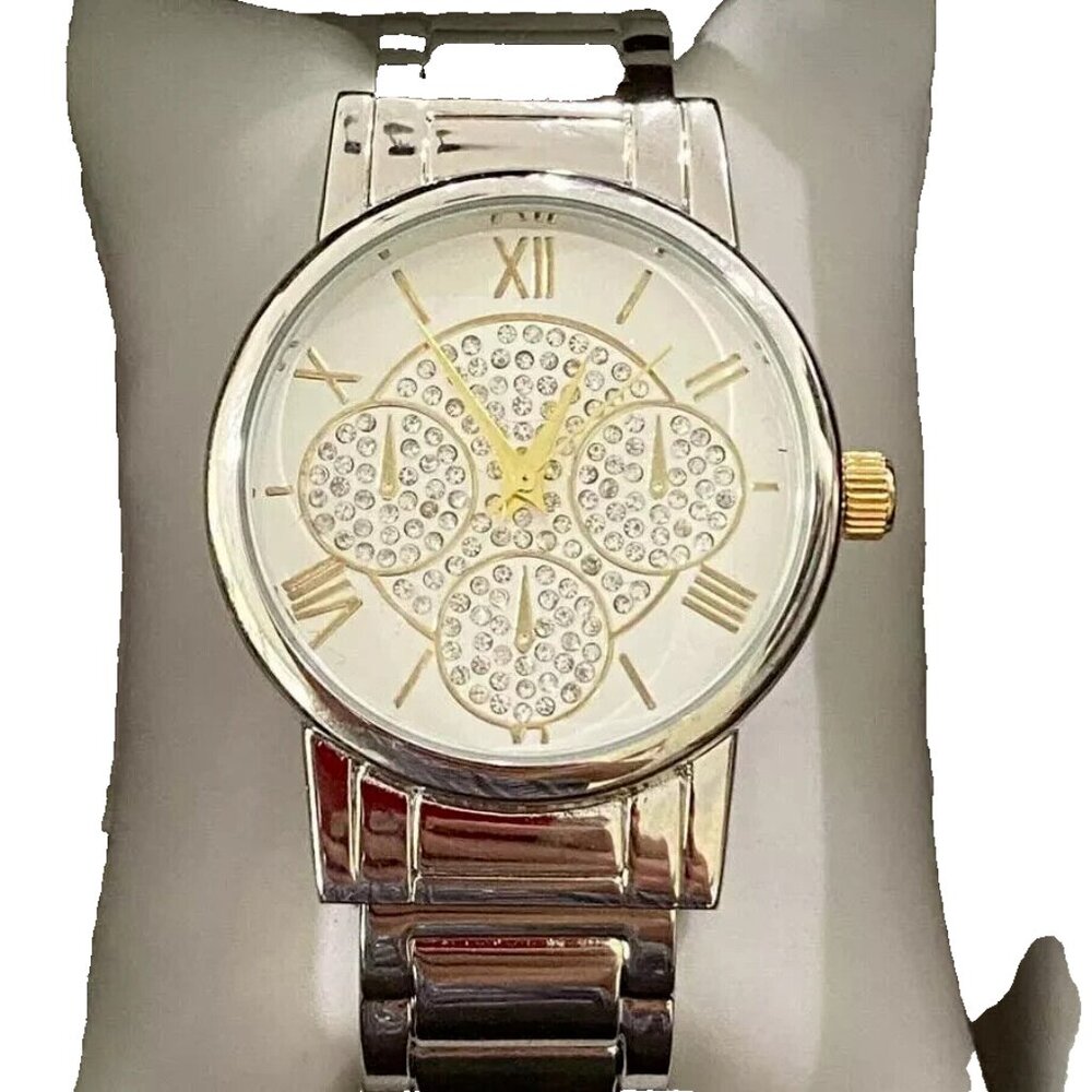 OLIVIA PRATT Women's Crystal Detail Silver-Tone SS Bangle Watch 38mm